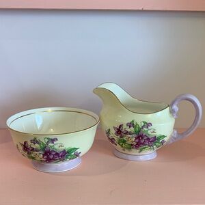 Aynsley Violets Vintage Cream and Sugar Set